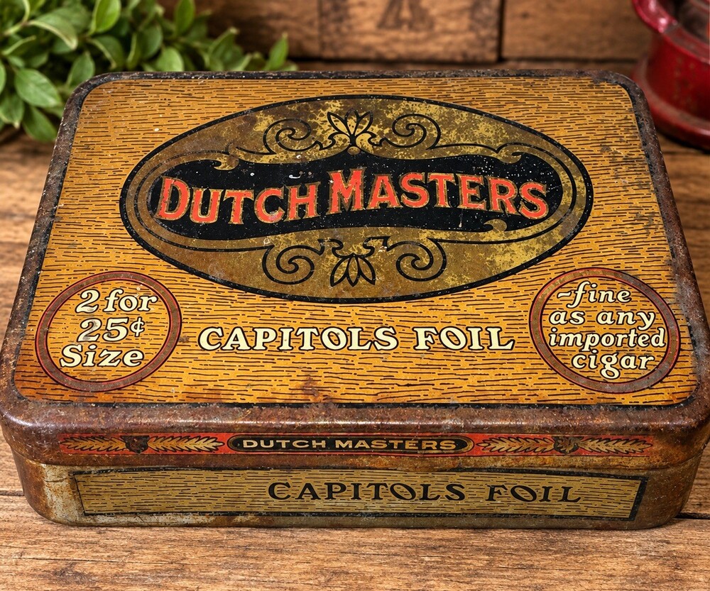 Vintage Dutch Masters Capitols Foil Cigar Tin 2 For 25¢ Advertising Tobacco